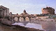 Jean-Baptiste-Camille Corot The Bridge and Castel Sant'Angelo with the Cuploa of St. Peter's oil on canvas